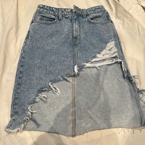 CARMAR LF Denim Asymmetrical Ripped Skirt